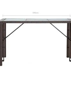 vidaXL 7 Piece Garden Bar Set with Cushions Poly Rattan Brown