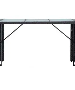 vidaXL 7 Piece Garden Bar Set with Cushions Poly Rattan Black