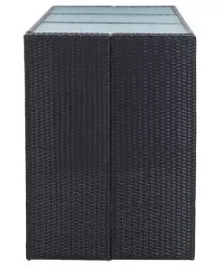 vidaXL 7 Piece Garden Bar Set with Cushions Poly Rattan Black