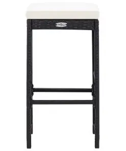 vidaXL 7 Piece Garden Bar Set with Cushions Poly Rattan Black