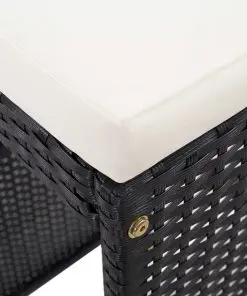 vidaXL 7 Piece Garden Bar Set with Cushions Poly Rattan Black