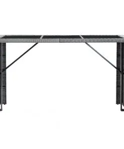 vidaXL 7 Piece Garden Bar Set with Cushions Poly Rattan Grey