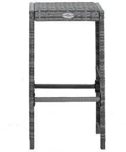 vidaXL 7 Piece Garden Bar Set with Cushions Poly Rattan Grey