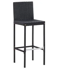 vidaXL 7 Piece Outdoor Bar Set with Cushions Poly Rattan Black