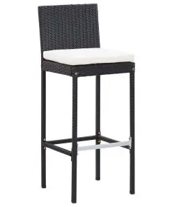 vidaXL 7 Piece Outdoor Bar Set with Cushions Poly Rattan Black