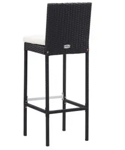 vidaXL 7 Piece Outdoor Bar Set with Cushions Poly Rattan Black