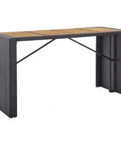 vidaXL 9 Piece Outdoor Bar Set Poly Rattan and Acacia Wood Black