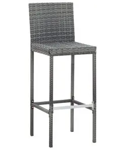 vidaXL 9 Piece Outdoor Bar Set Poly Rattan and Acacia Wood Grey