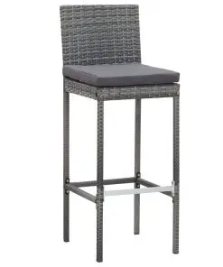 vidaXL 9 Piece Outdoor Bar Set Poly Rattan and Acacia Wood Grey