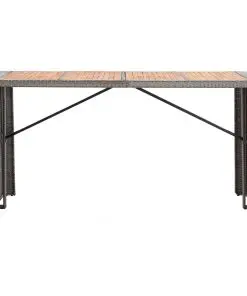 vidaXL 9 Piece Outdoor Bar Set Poly Rattan and Acacia Wood Grey
