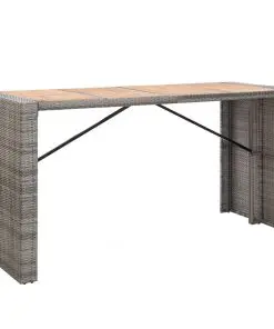 vidaXL 9 Piece Outdoor Bar Set Poly Rattan and Acacia Wood Grey