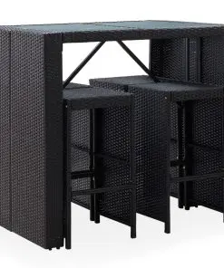 vidaXL 5 Piece Outdoor Bar Set Poly Rattan and Glass Black