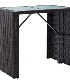 vidaXL 5 Piece Outdoor Bar Set Poly Rattan and Glass Black