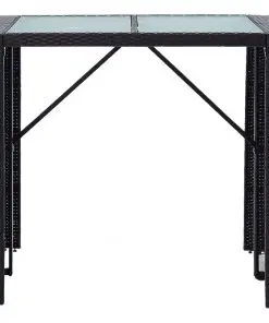 vidaXL 5 Piece Outdoor Bar Set Poly Rattan and Glass Black