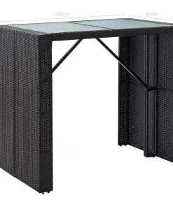 vidaXL 5 Piece Outdoor Bar Set Poly Rattan and Glass Black