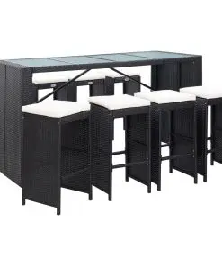 vidaXL 9 Piece Outdoor Bar Set Poly Rattan Black