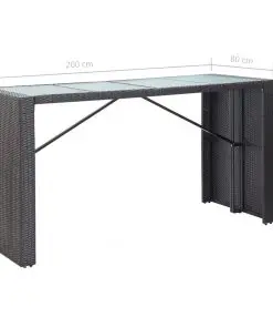 vidaXL 9 Piece Outdoor Bar Set Poly Rattan Black