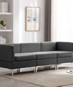 vidaXL 3 Piece Sofa Set Fabric Dark Grey