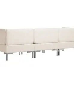 vidaXL 3 Piece Sofa Set Fabric Cream