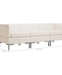 vidaXL 3 Piece Sofa Set Fabric Cream