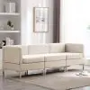 vidaXL 3 Piece Sofa Set Fabric Cream vidaXL 3 Piece Sofa Set Fabric Cream
