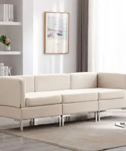 vidaXL 3 Piece Sofa Set Fabric Cream