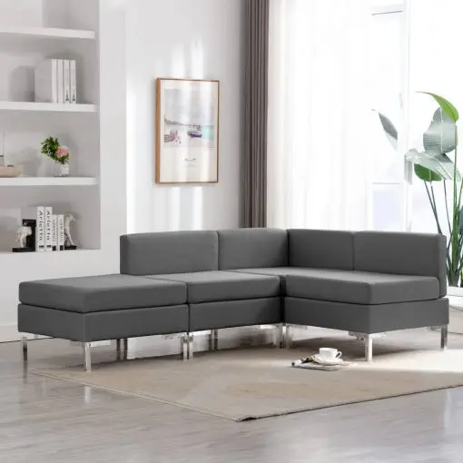 vidaXL 4 Piece Sofa Set Fabric Dark Grey