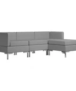 vidaXL 4 Piece Sofa Set Fabric Light Grey