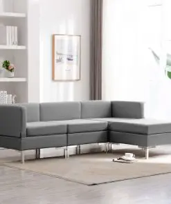 vidaXL 4 Piece Sofa Set Fabric Light Grey