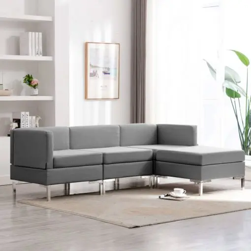 vidaXL 4 Piece Sofa Set Fabric Light Grey