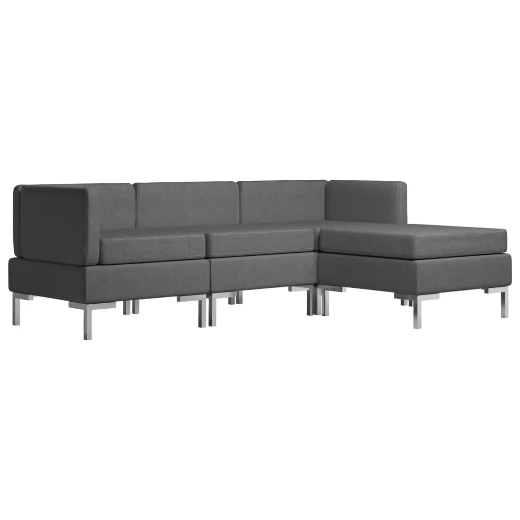 vidaXL 4 Piece Sofa Set Fabric Dark Grey
