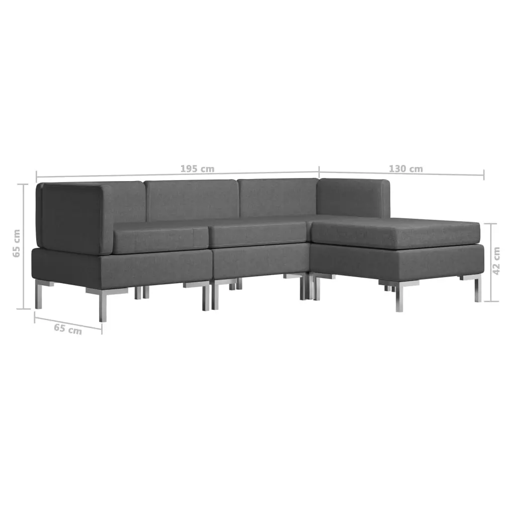 vidaXL 4 Piece Sofa Set Fabric Dark Grey