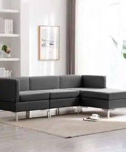 vidaXL 4 Piece Sofa Set Fabric Dark Grey