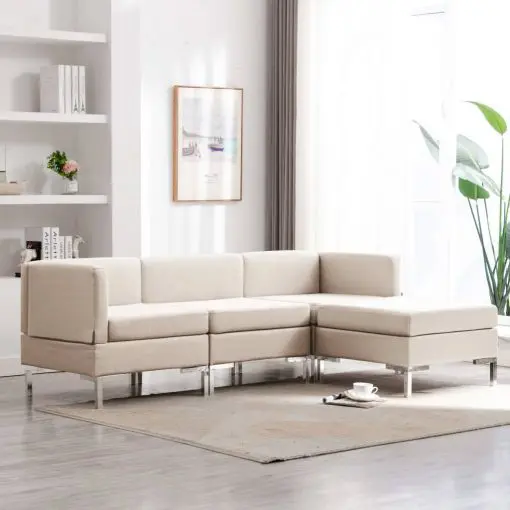 vidaXL 4 Piece Sofa Set Fabric Cream