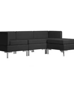 vidaXL 4 Piece Sofa Set Fabric Black