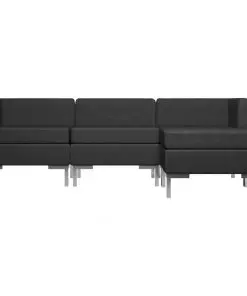vidaXL 4 Piece Sofa Set Fabric Black