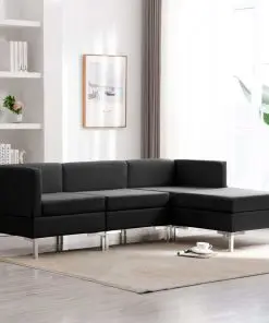 vidaXL 4 Piece Sofa Set Fabric Black