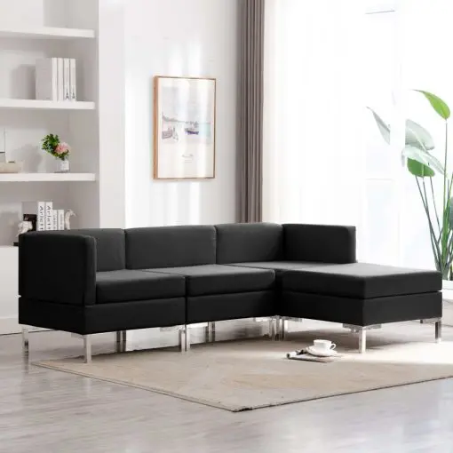 vidaXL 4 Piece Sofa Set Fabric Black