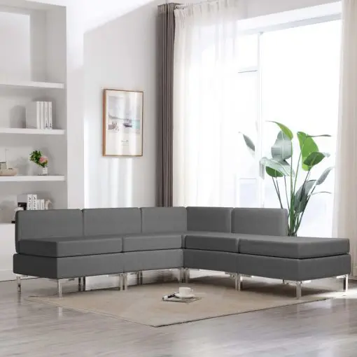 vidaXL 5 Piece Sofa Set Fabric Dark Grey