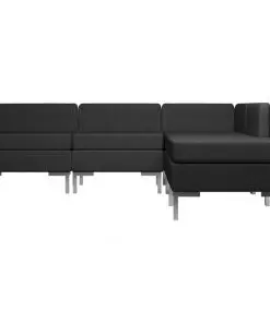 vidaXL 5 Piece Sofa Set Fabric Black