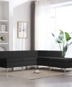 vidaXL 5 Piece Sofa Set Fabric Black