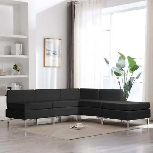 vidaXL 5 Piece Sofa Set Fabric Black