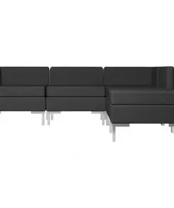 vidaXL 5 Piece Sofa Set Fabric Black