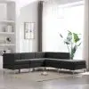 vidaXL 5 Piece Sofa Set Fabric Black