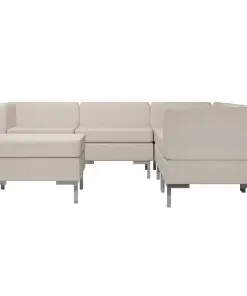 vidaXL 6 Piece Sofa Set Fabric Cream