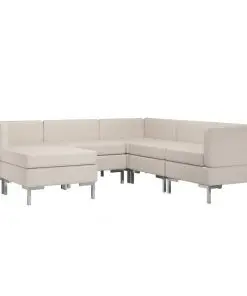 vidaXL 6 Piece Sofa Set Fabric Cream