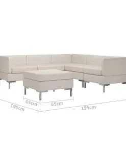 vidaXL 6 Piece Sofa Set Fabric Cream