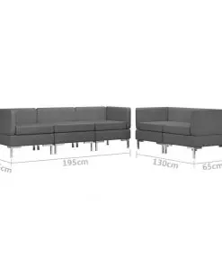 vidaXL 5 Piece Sofa Set Fabric Dark Grey