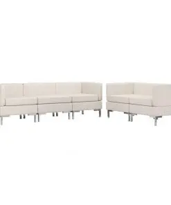 vidaXL 5 Piece Sofa Set Fabric Cream
