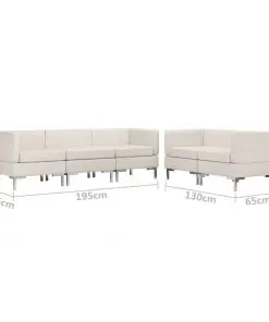 vidaXL 5 Piece Sofa Set Fabric Cream